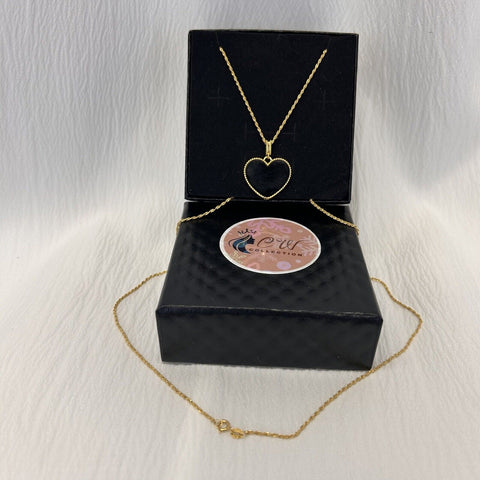 18K Gold 24” Chain Heart Necklace 2.23g  set , Authentic Saudi Gold