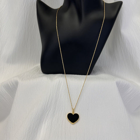18K Gold 24” Chain Heart Necklace 2.23g  set , Authentic Saudi Gold