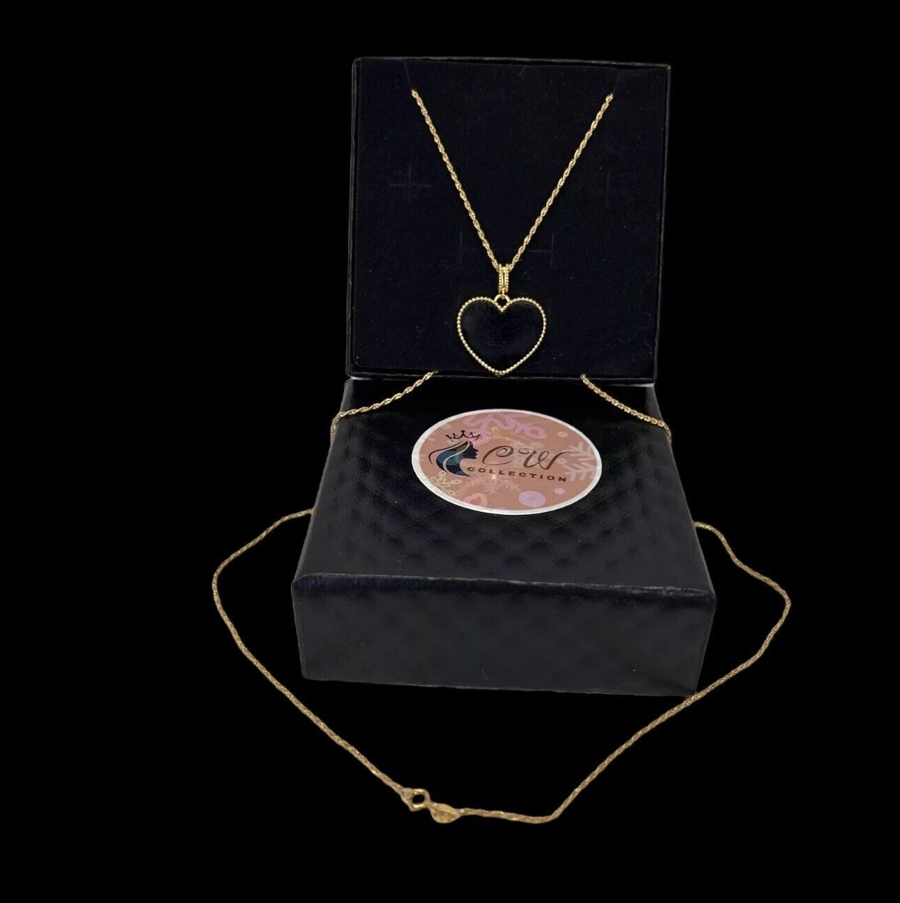 18K Gold 24” Chain Heart Necklace 2.23g  set , Authentic Saudi Gold