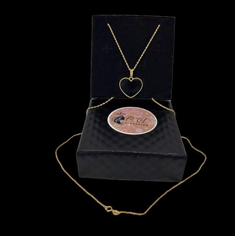 18K Gold 24” Chain Heart Necklace 2.23g  set , Authentic Saudi Gold