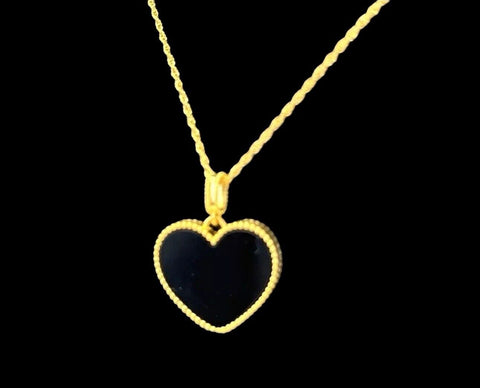 18K Gold 24” Chain Heart Necklace 2.23g  set , Authentic Saudi Gold