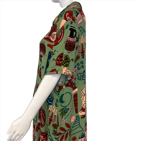 Joana Sage Turn-down Collar Women Dress Large/XL  Beautiful Prints with Pockets