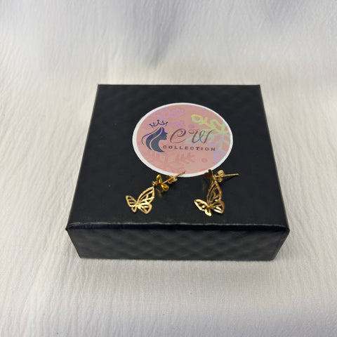 18K Butterfly Earrings (0.59g) Authentic Saudi Gold fine jewelry