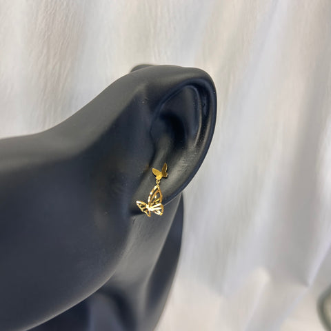 18K Butterfly Earrings (0.59g) Authentic Saudi Gold fine jewelry