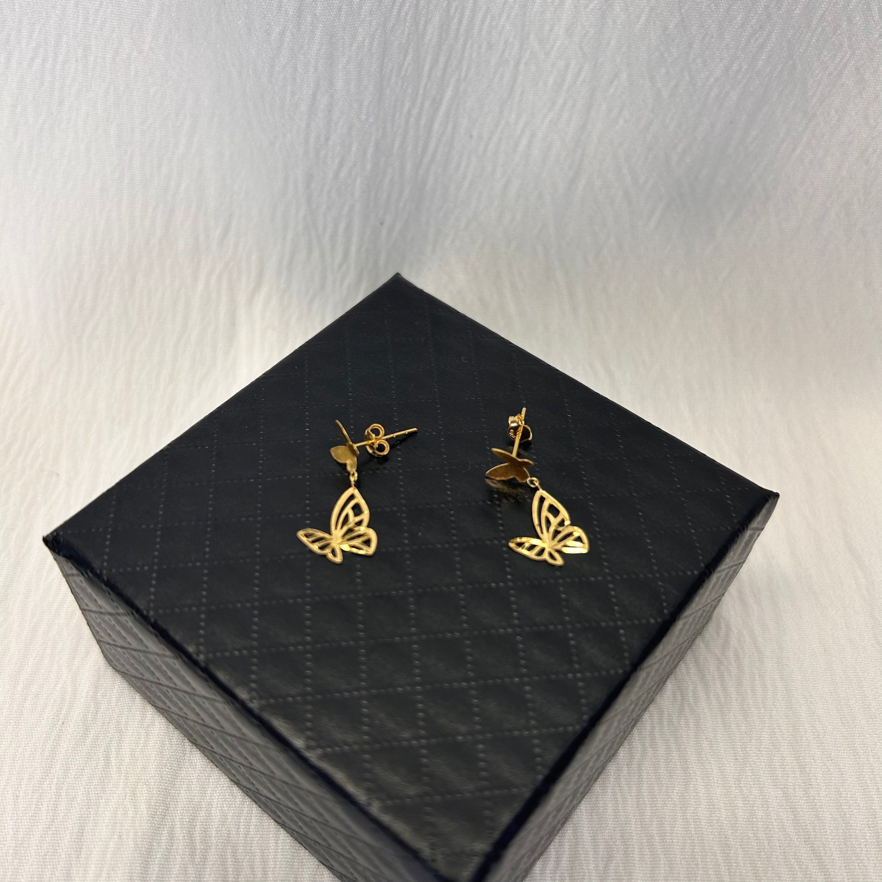18K Butterfly Earrings (0.59g) Authentic Saudi Gold fine jewelry