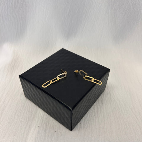 18K Paper Clip Earrings (0.44g) Authentic Saudi Gold fine jewelry