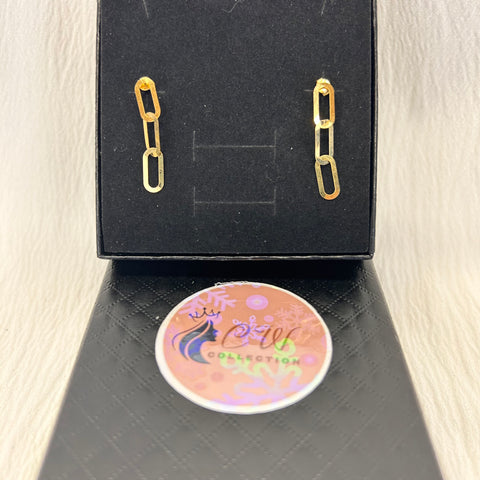 18K Paper Clip Earrings (0.44g) Authentic Saudi Gold fine jewelry