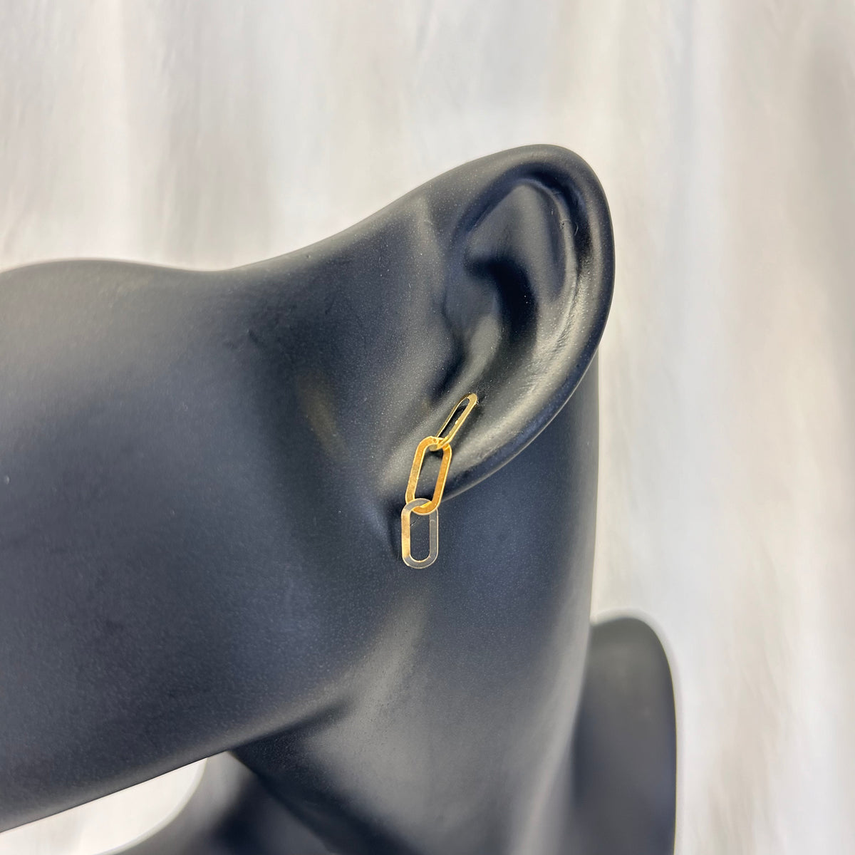 18K Paper Clip Earrings (0.44g) Authentic Saudi Gold fine jewelry